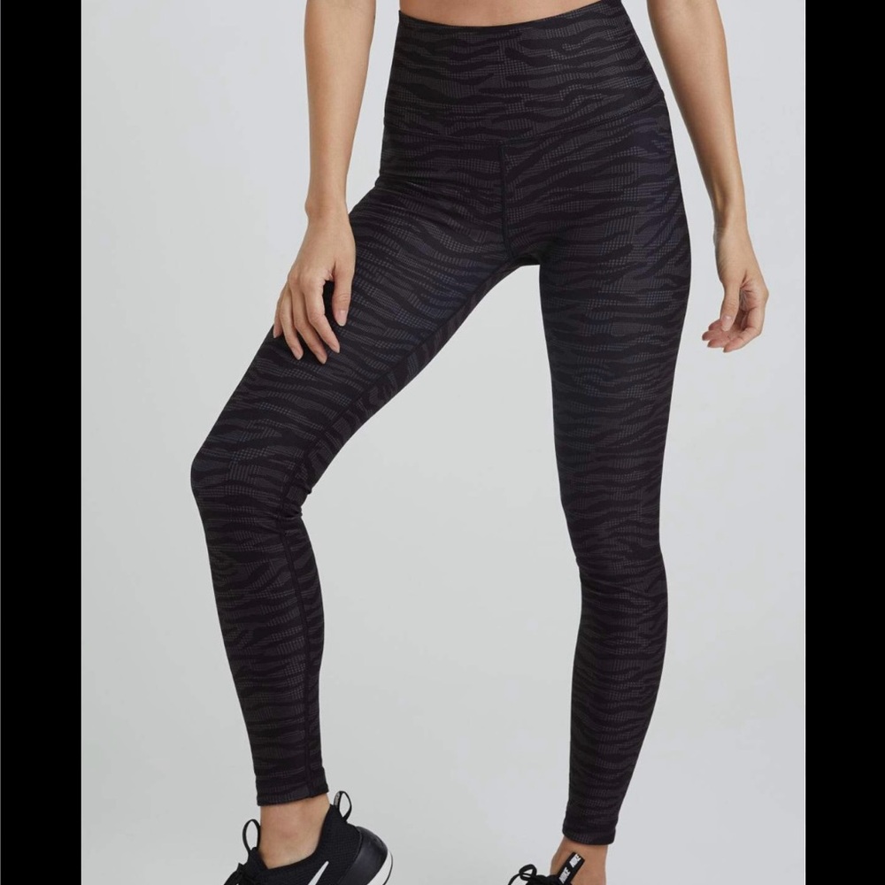 Pact Womens Black Organic Cotton Go-To Leggings Tonal Zebra Sz L